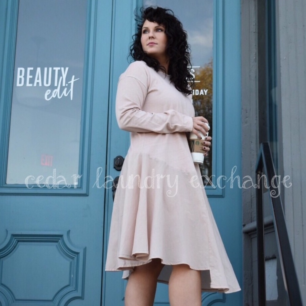 Blush Pink Dress With Asymmetrical Hem